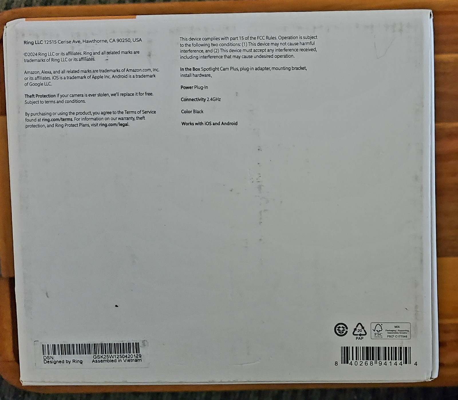 Ring Spotlight Cam Plus Outdoor/Indoor 1080p Plug-In Surveillance Camera Black