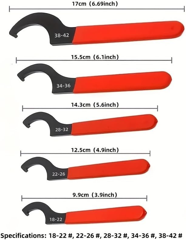 5x Coilover Spanner Wrench Set Adjustable C-Shape Shock Spanner Hook Wrench Tool