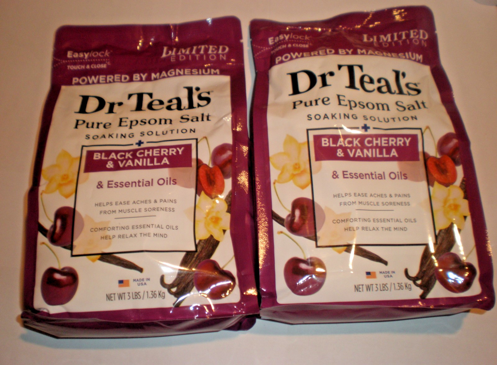 Dr Teals Black Cherry Vanilla Pure Epsom Salt Soak w Essential Oil total of 6LBS