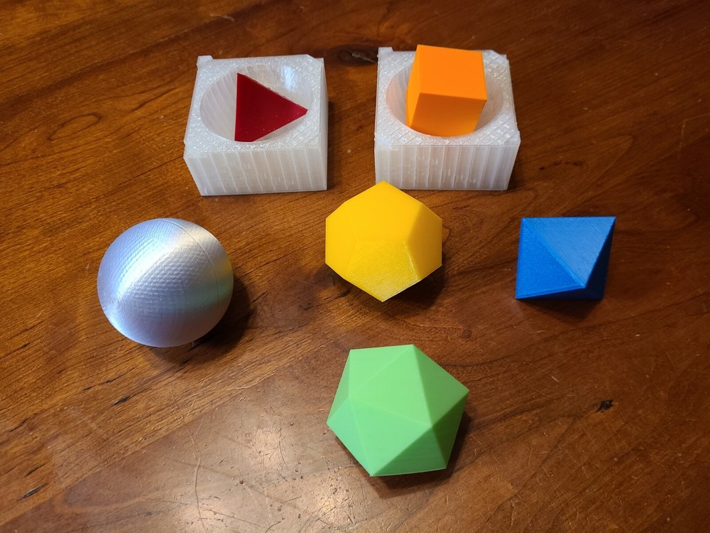 Small 3D Printed Platonic Solids with Unit Sphere