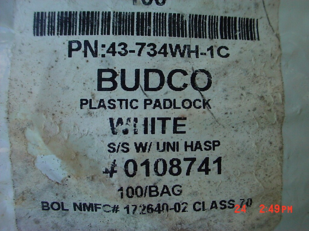 Budco Plastic Padlock Security Seal, White Color, 100 units