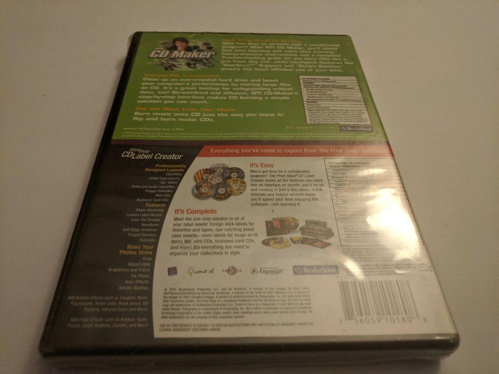 NTI CD- Maker Essentials The Print Shop CD Label Creator Windows 98/ME,2000 XP