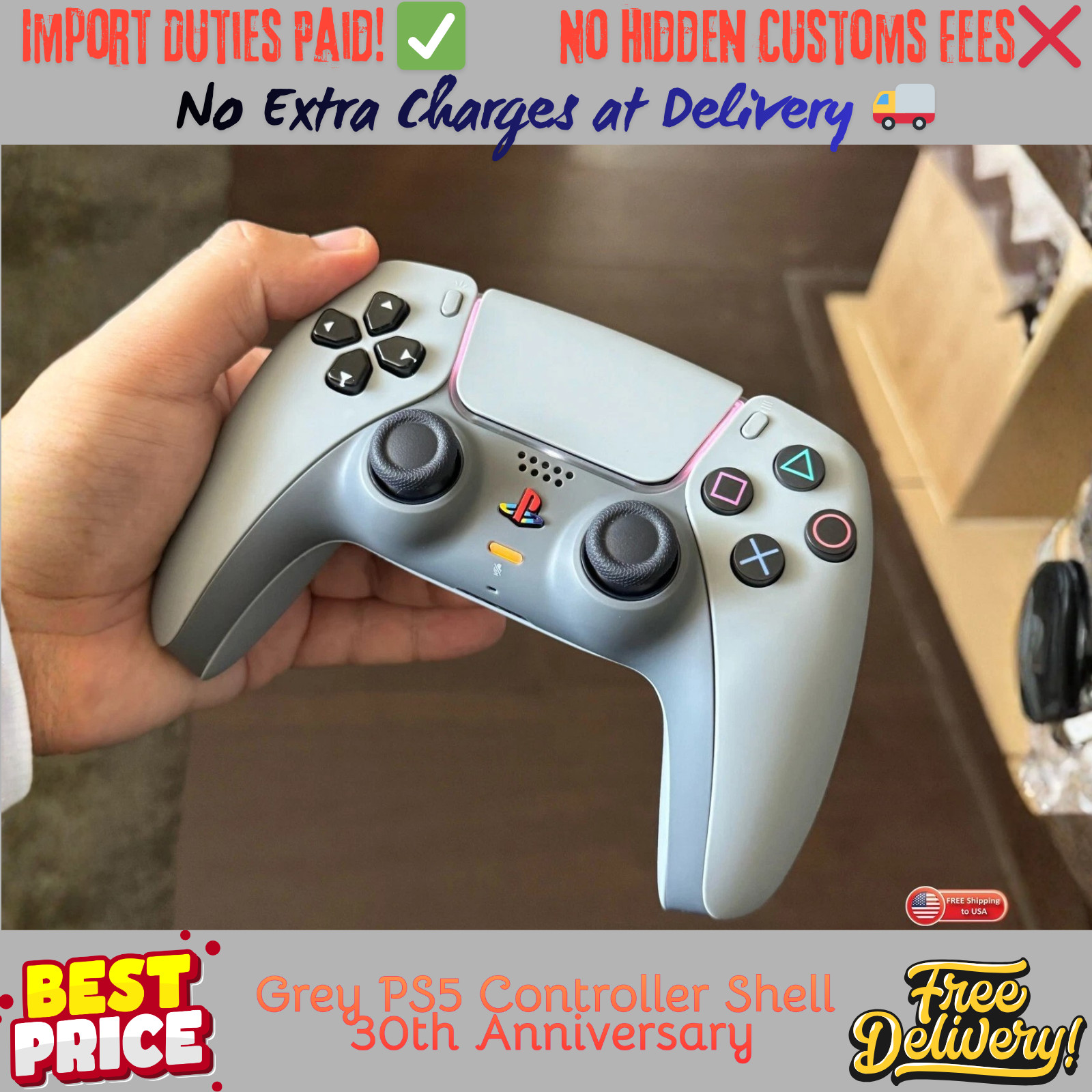 Grey PS5 Controller Shell Faceplate Limited Edition 30th Anniversary For SONY US