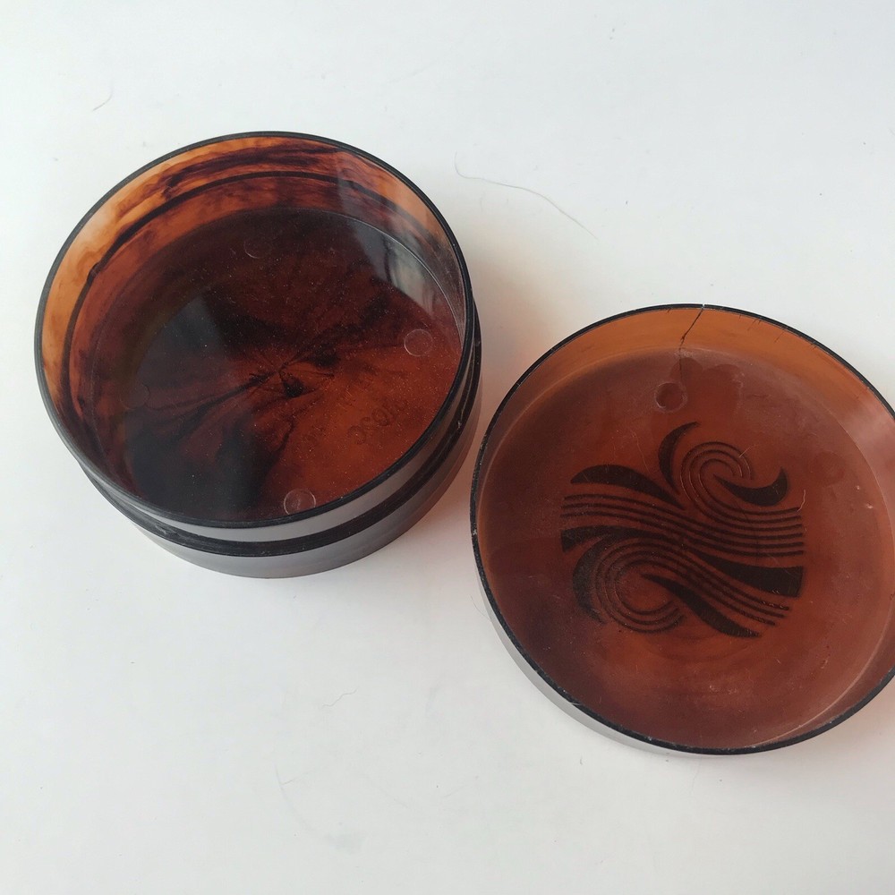 Vtg Corn Silk Micron Face Powder Plastic Tortoiseshell Containers Set 2 Empty