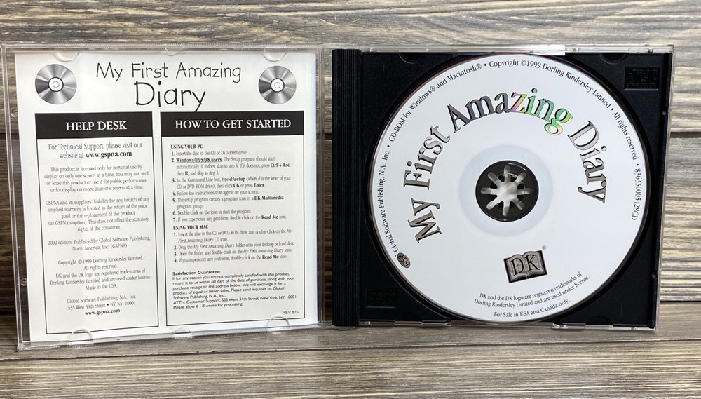 My First Amazing Diary CD Rom Windows MacIntosh 2002 Global Software Publishing