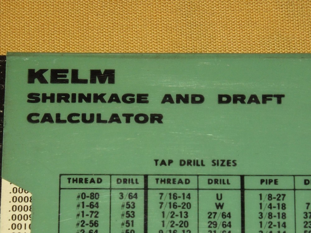 VINTAGE KELM SHRINKAGE and DRAFT CALCULATOR