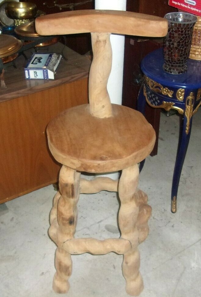 VINTAGE Primitive  TEAK STUMP ROOT  WOOD STOOL