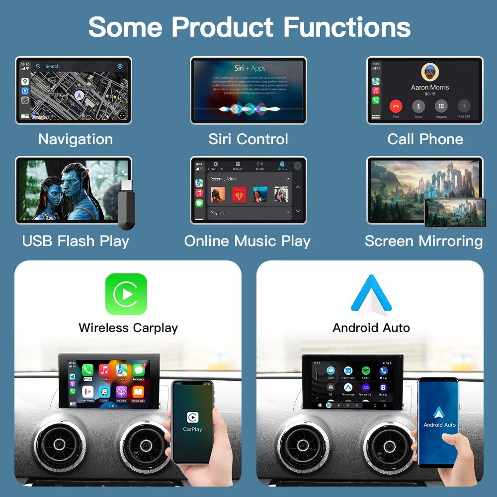 Audi CarPlay Android Auto Canbus Box Decode Code For A1 A3 A4 A5 Q5 Q7 Wireless