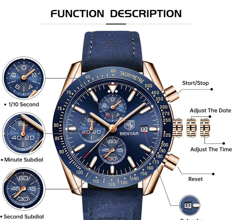 BENYAR - Stylish Wrist Watch for Men, Genuine Silicone Strap Watches. FREE SHIP