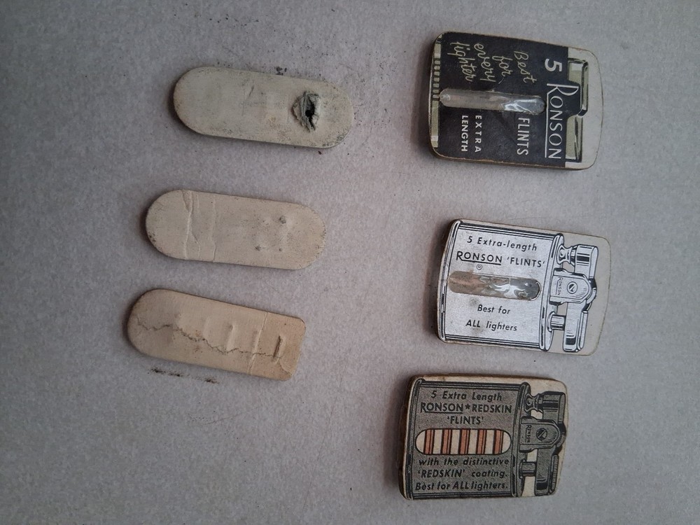 (3) Vintage WWII Era Ronson "Five Flinter" Lighter Flint Containers Empty