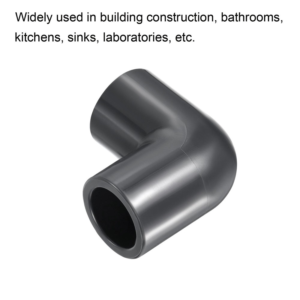 UPVC Elbow Fitting Pipe Program 80 1/2", 3pcs 90 Degree Connector, Grey