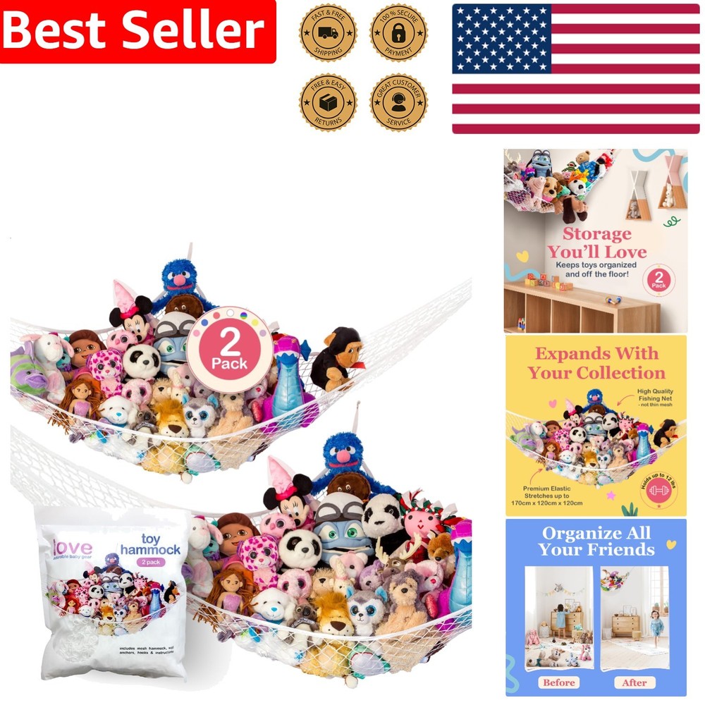 Plush Toy Hammock 2-Pack White 67