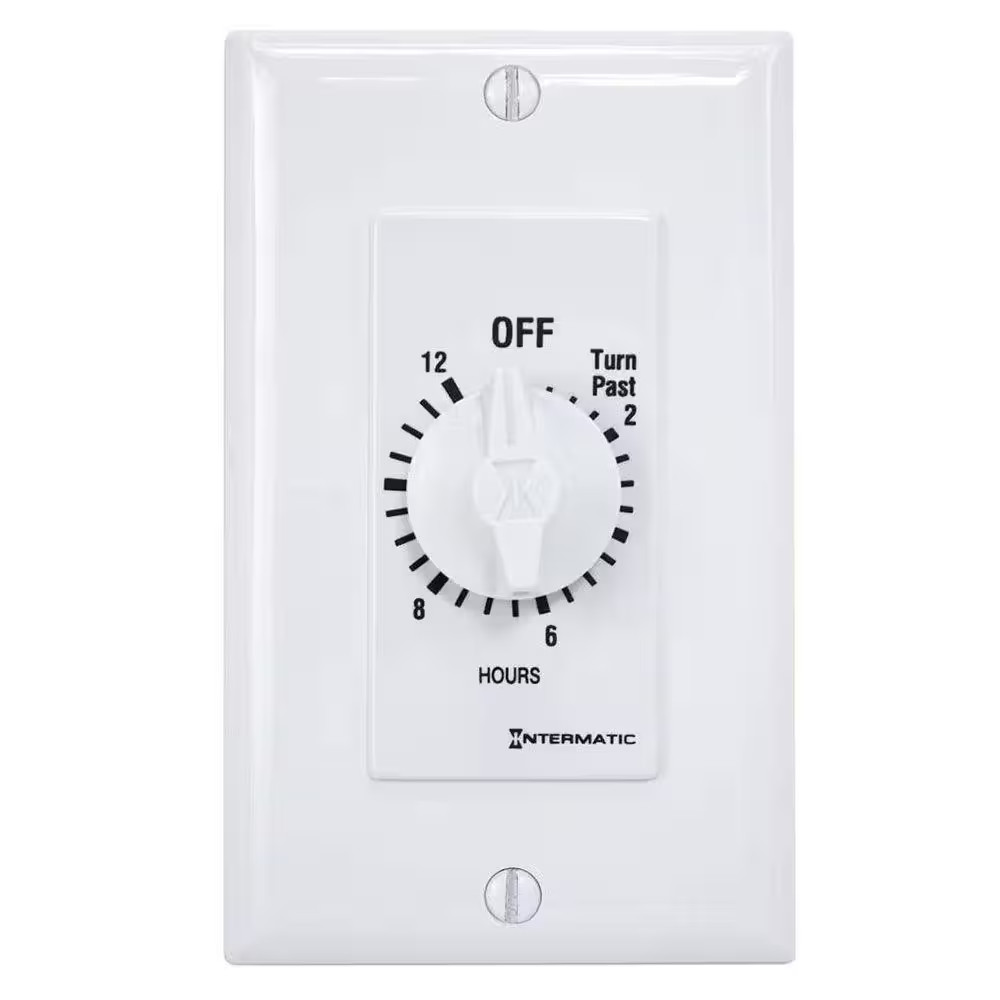 20 Amp 12-Hour Spring Wound In-Wall Timer, White