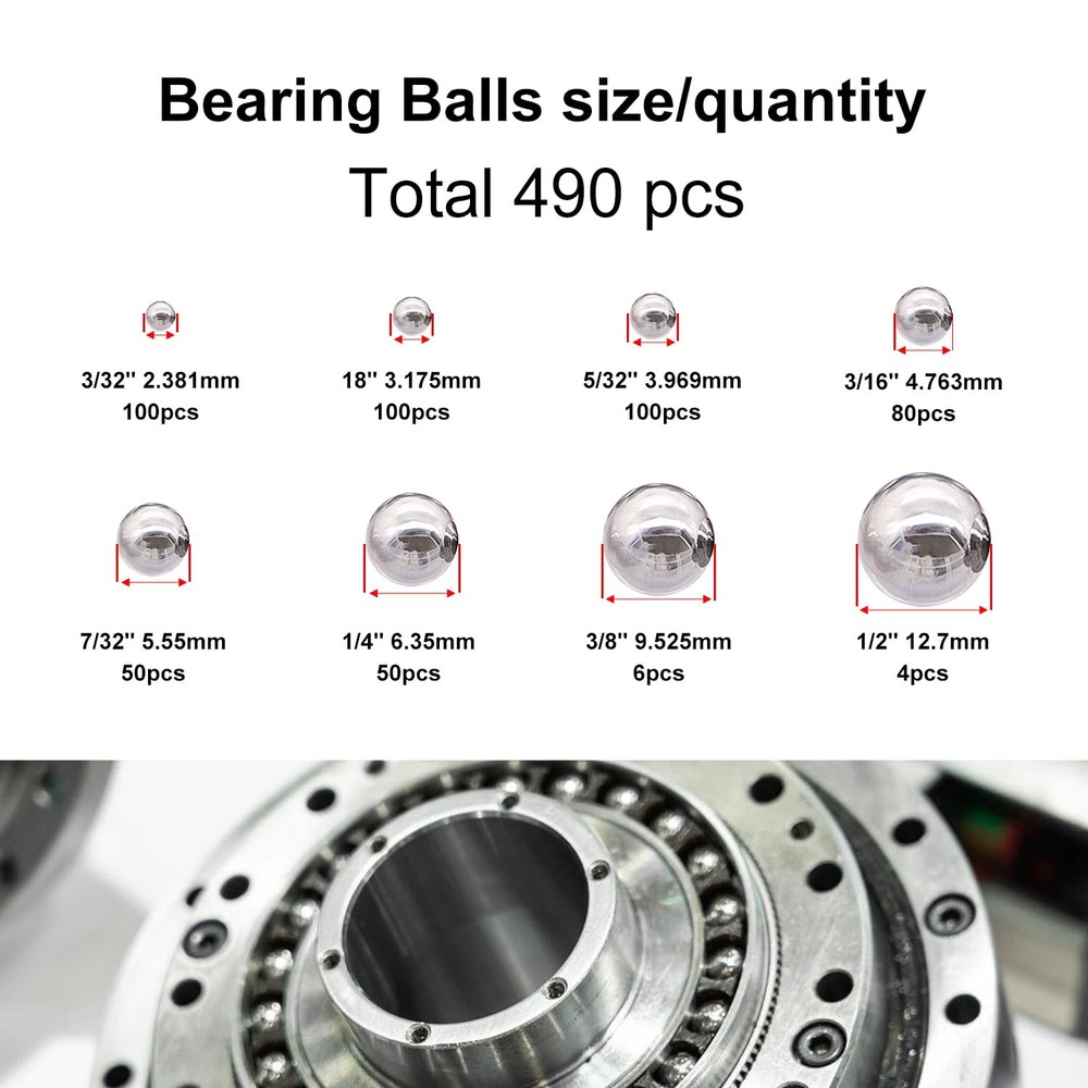 Bicycle Bearing Balls Assorted 490pcs Kit