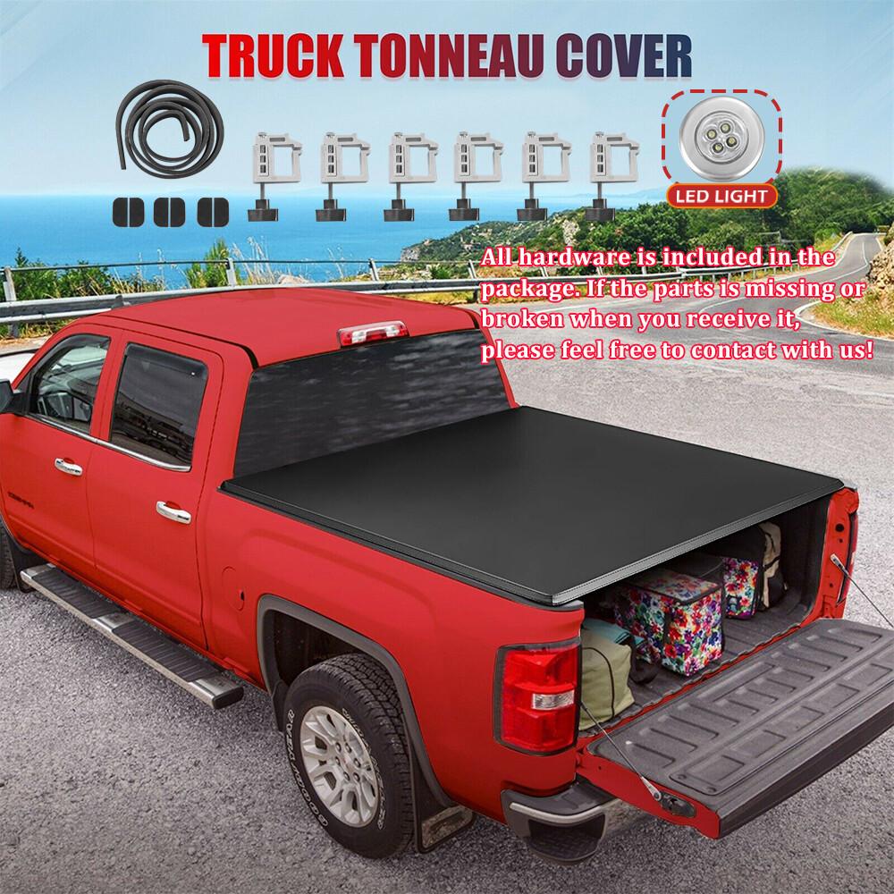5.8FT Soft Roll Up Bed Tonneau Cover For 2014-19 Chevy Silverado/GMC Sierra 1500