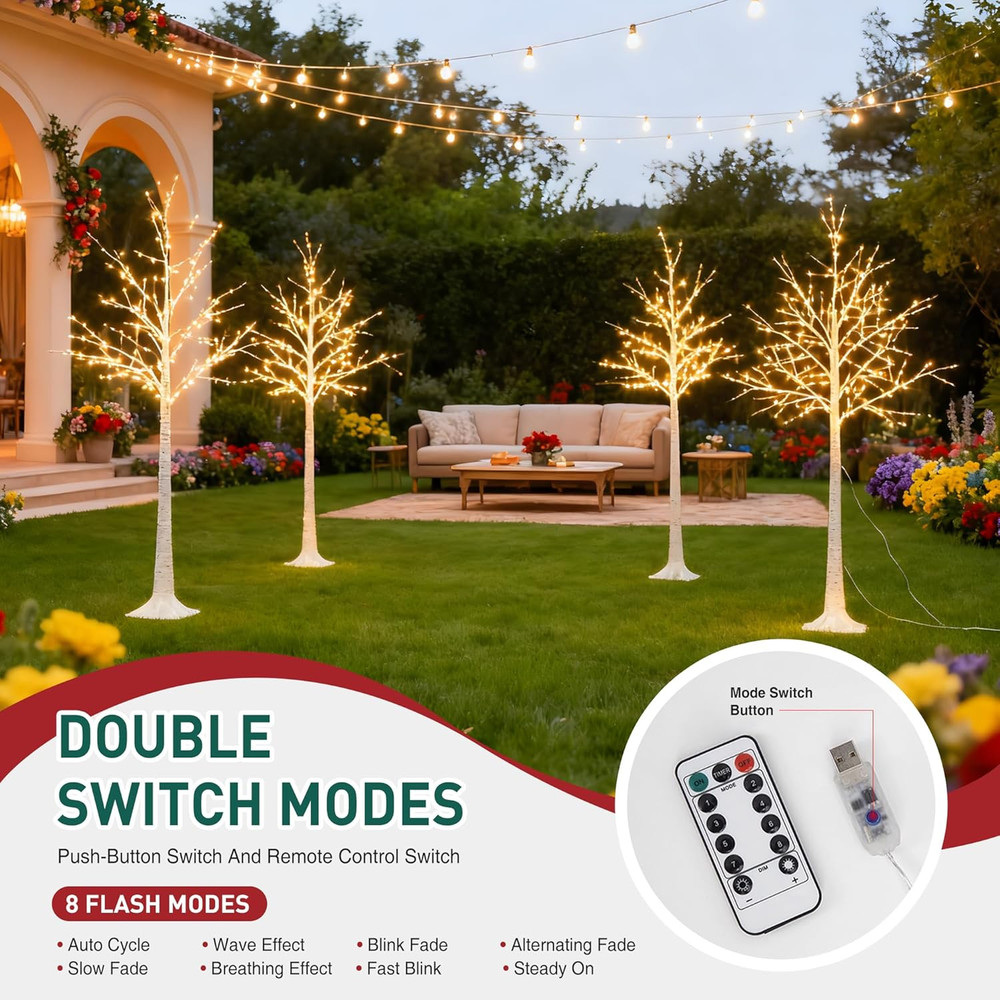 5FT White Firefly Tree with Lights - Lighted Firefly Tree with 350 Warm White Le