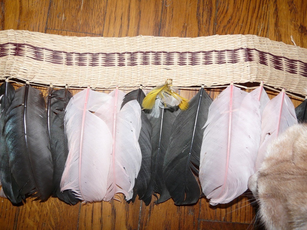 WAIWAI BRAZIL AMAZON INDIAN SHAMAN BASKET WITH HEADDRESS