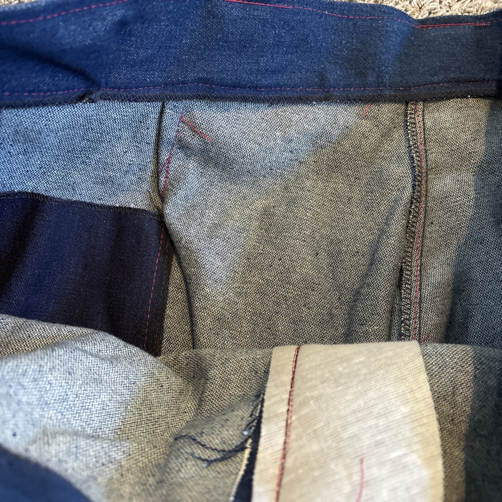 Vintage Mens Red White Blue Uniform Pants Striped Button Fly 40W