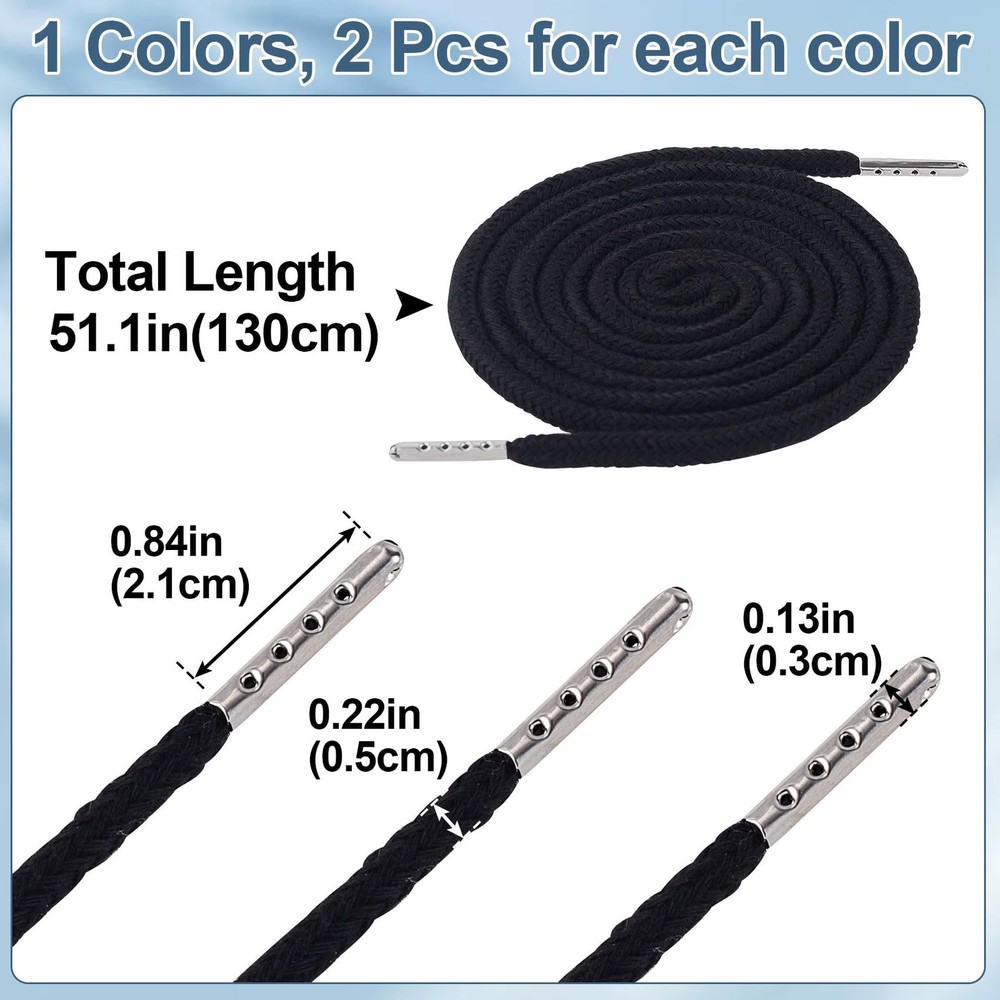 2pcs Drawstring Cord w/Spring Threader Tool Replacement for Hoodies Pants
