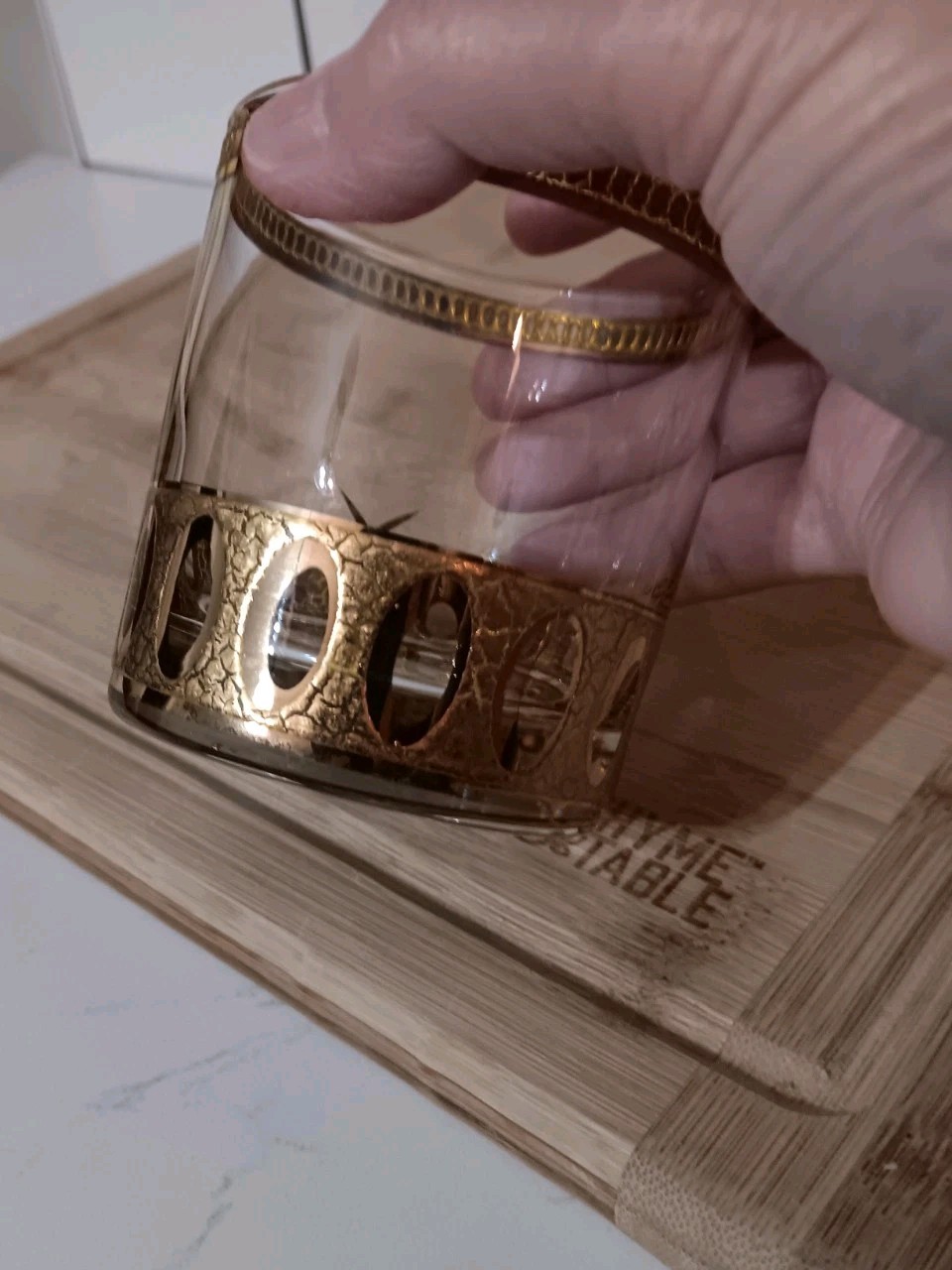 Vtg MCM 60s Culver Antigua Cocktail Shaker Low Ball 5 Pc Barware Set 22k Gold