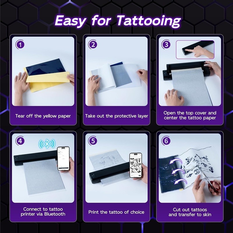 Tattoo Printer AI Wireless Monochrome Stencil Design Machine Portable Temporary