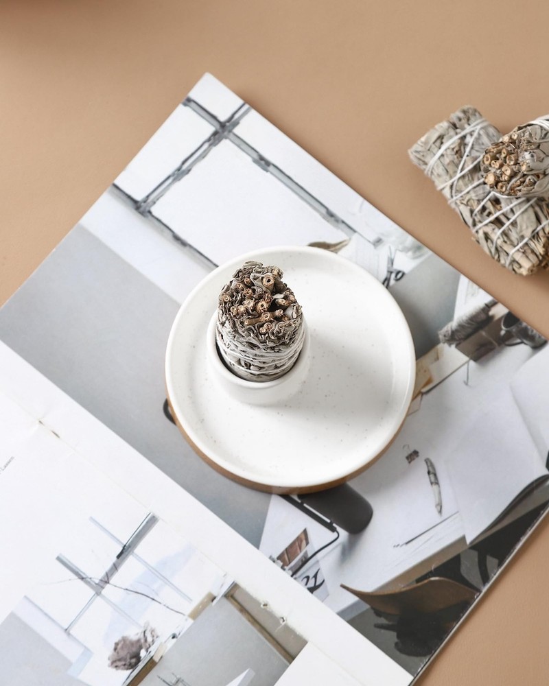HOCUROAY Ceramic Incense Holder, White Sage Bundle Holder