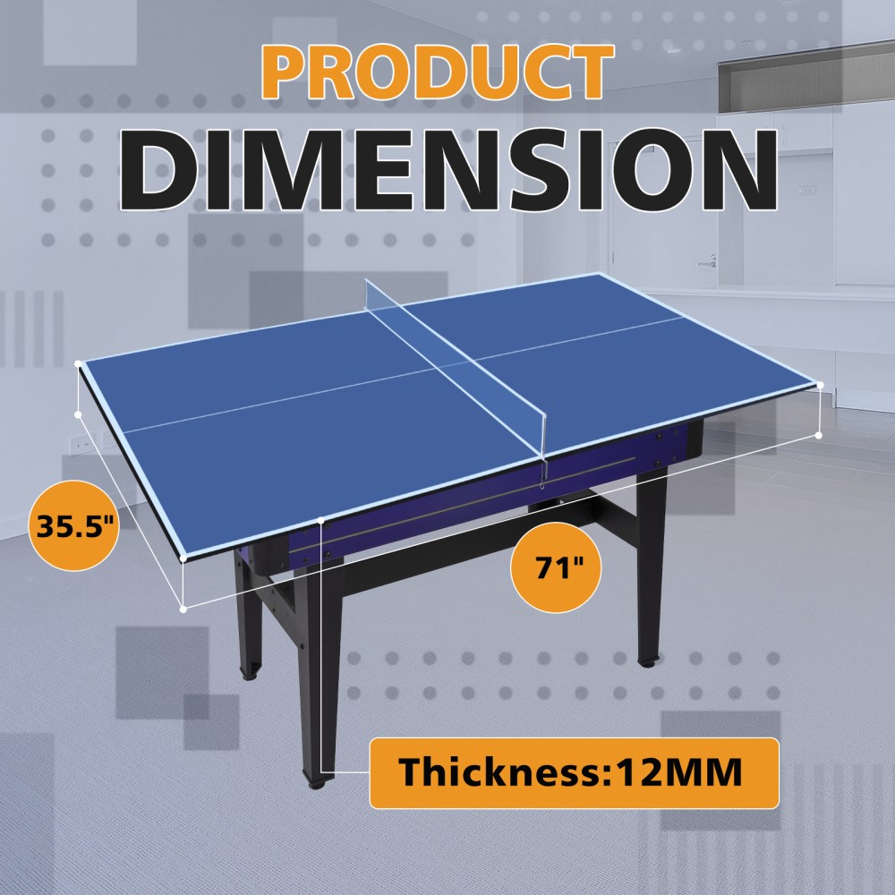 Folding Blue Portable Ping Pong Table Top with Net Posts Indoor