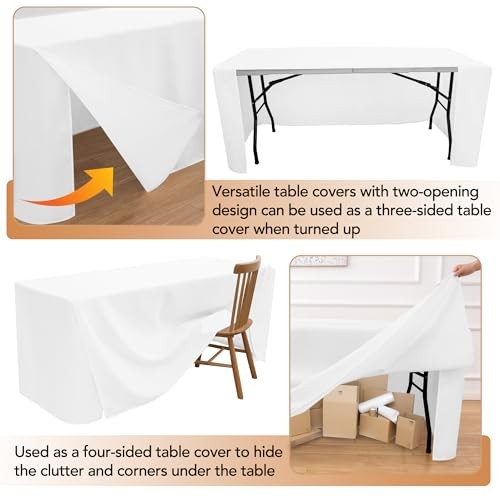2 Pack Square Fitted Table Covers - 34 x 34 34 Square| 2 Pack Versatile White