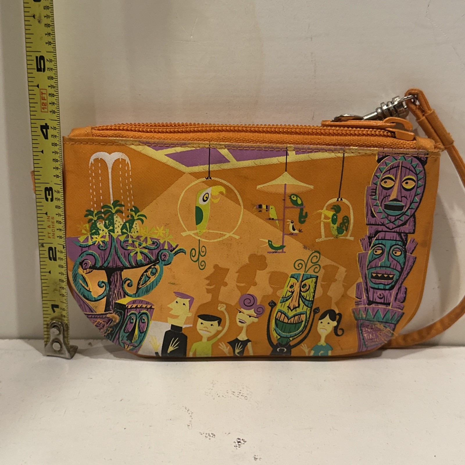 Vintage Disneyland Resort Orange Tiki Room Graphics Coin Purse Wallet