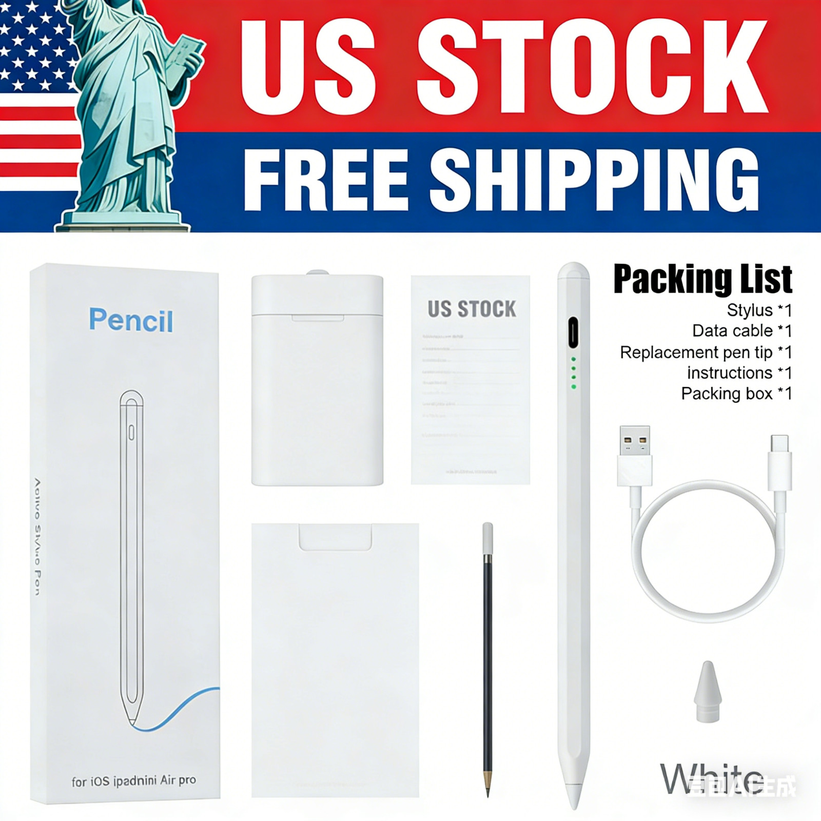 Stylus Pen for iPad 2018-2025, Apple Pencil for iPad 11th A16/10/9/8/7/6 Gen -US