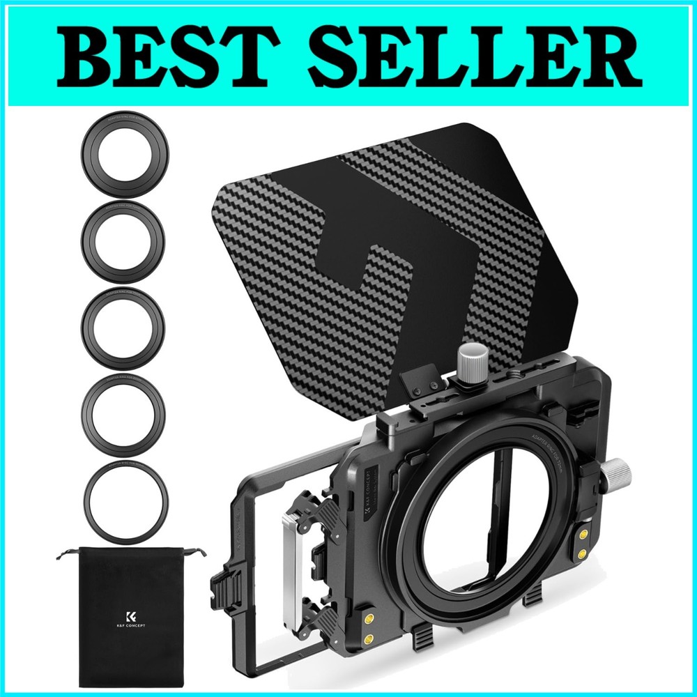 Professional DSLR Matte Box Featuring Expandable Design and Protective Pouch