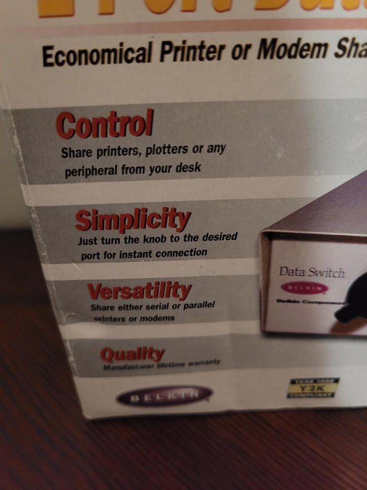 Belkin DB25 Rotary 2 Port Data Transfer Switch F1B024-E Serial/Parallel Printer