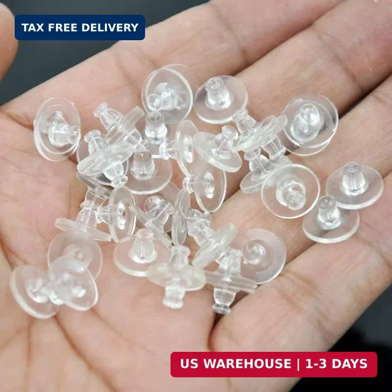 Rubber Earring Backs,100PCS Soft Clear Earring Backs Replacements for Droopy Ear