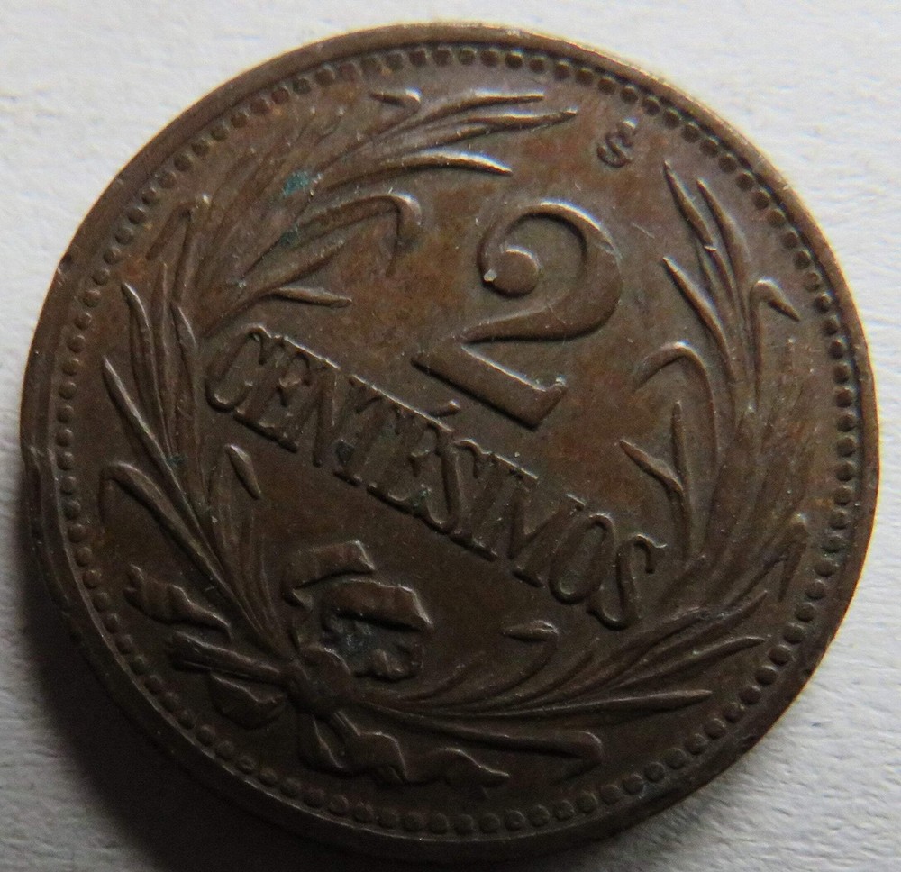 1943 Uruguay 2 Centesimos Coin