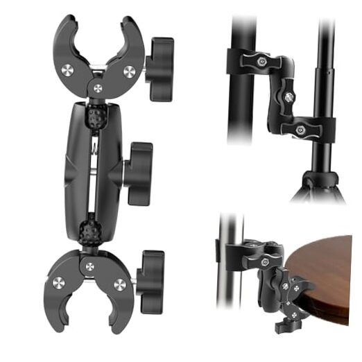 Double Clamp Camera Mount - Universal Bracket for Golf Carts, Umbrella 1PC