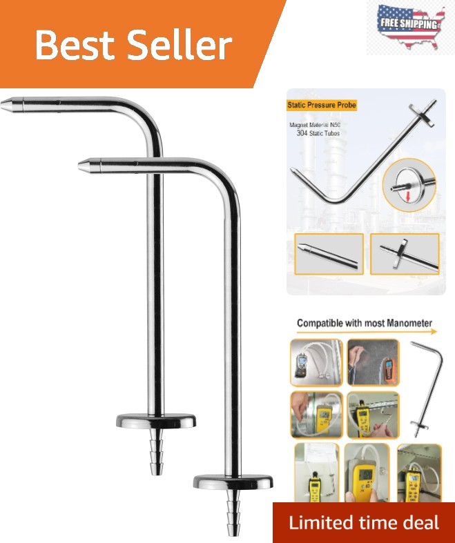 Versatile Static Pressure Probes - Two-Pack Compatible with Popular Manometers
