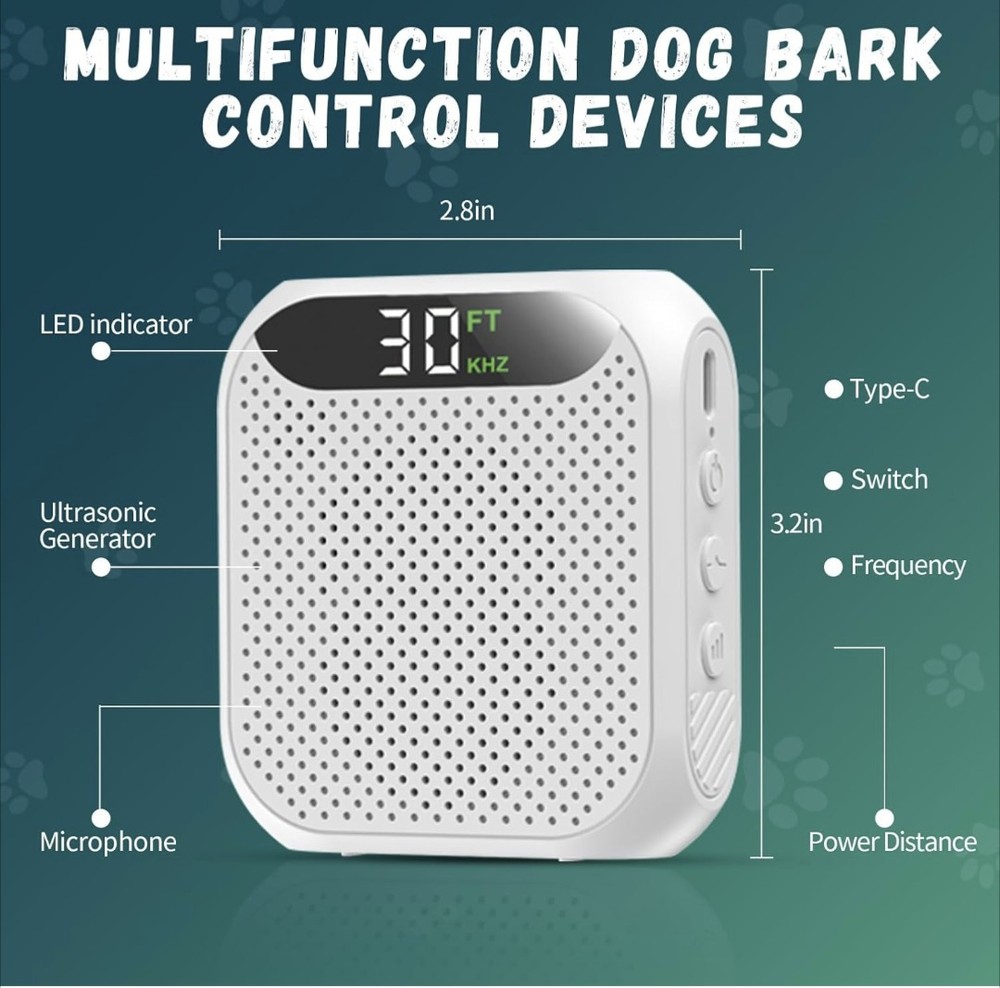 Anti Barking Devices, 30FT Effective Range & 3 Adjustable Modes Rechargeable