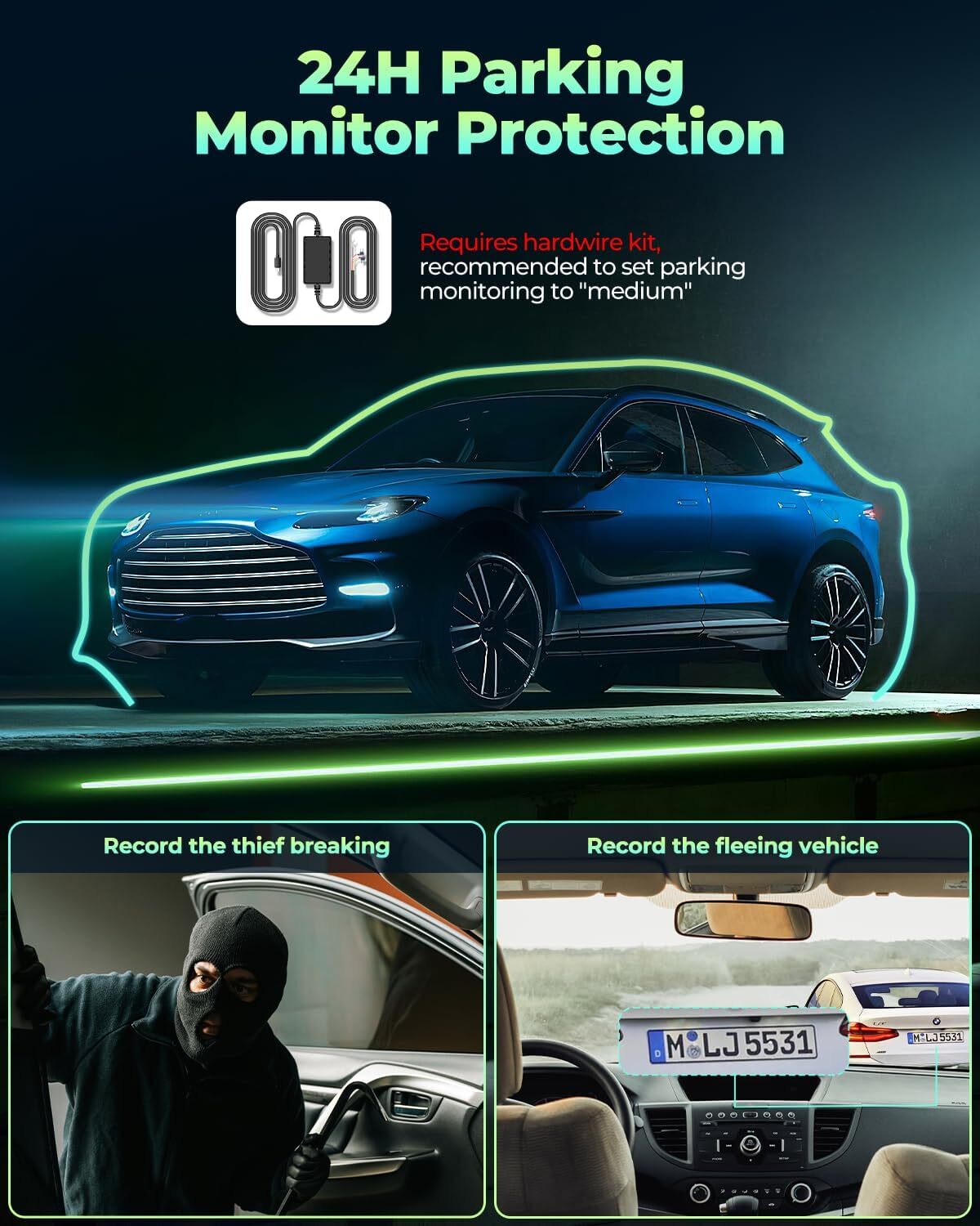 Dash Cam 4 Channel 360° Front Rear Inside DashCam, FHD 1080P Car Camera 128GB