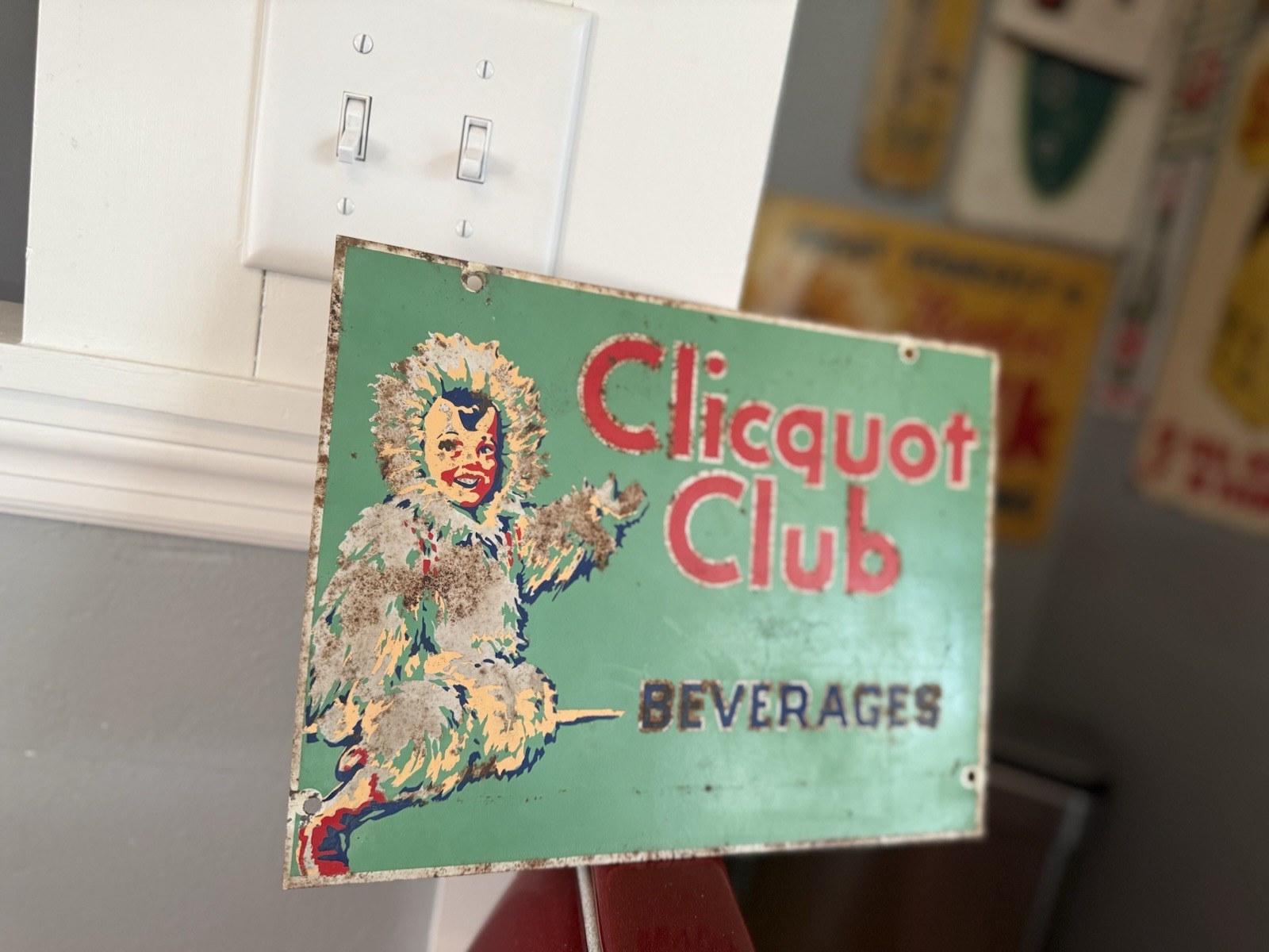 Clicquot Club Soda Double-Sided Bottle Rack Advertising Sign