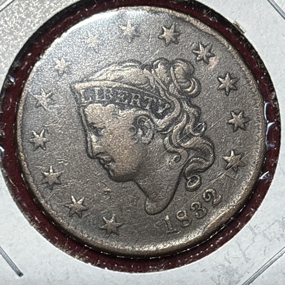 1832 1c Coronet or Matron Head Large Cent Double Profile