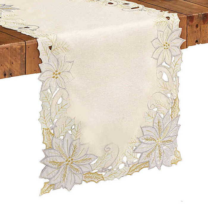 NWT Christmas Holiday Starlight Cutwork 54-Inch Table Runner