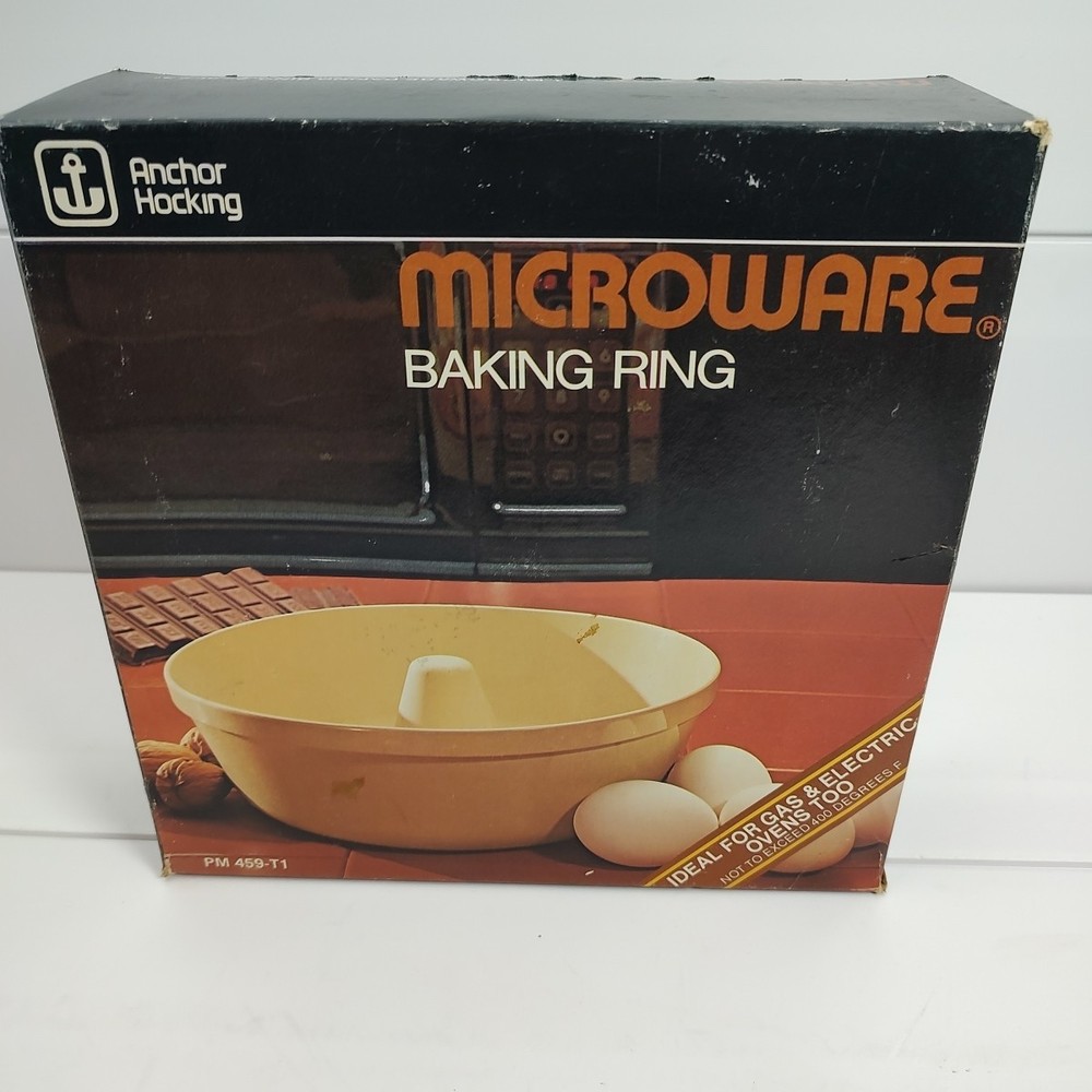 Anchor Hocking MICROWARE Microwave Baking Cookware Set Muffin Pan & Baking Ring
