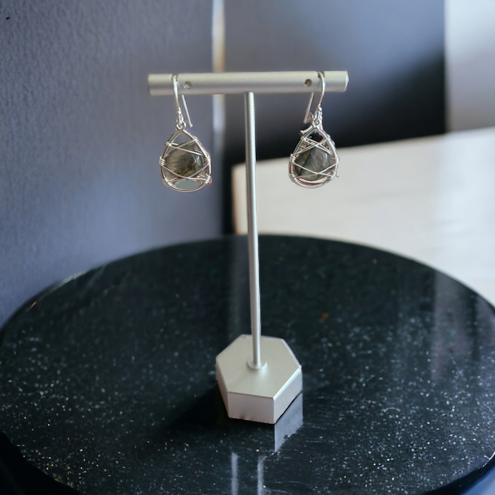 Wire Wrap Labradorite Earrings