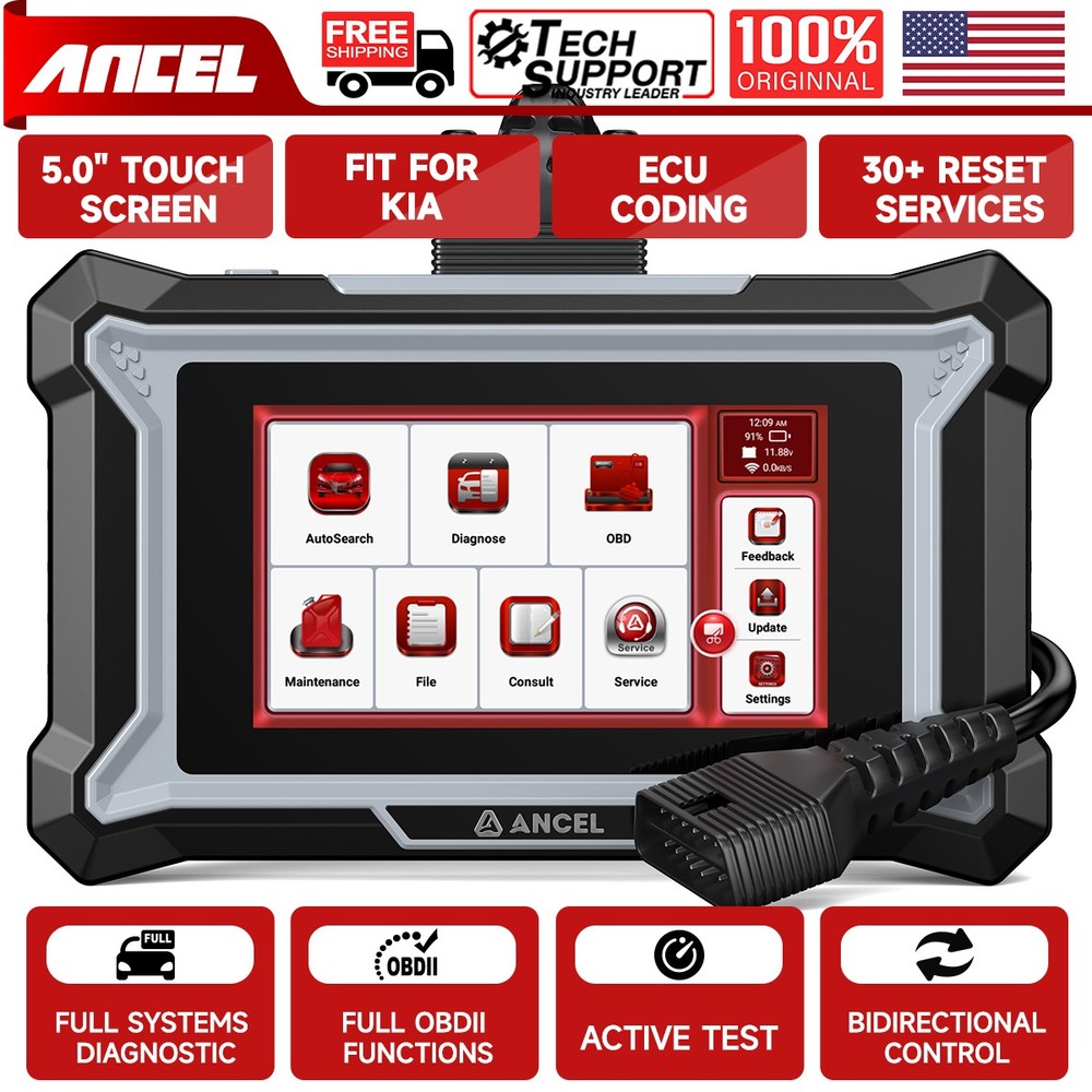 ANCEL DS160 for Kia Hyundai Bidirectional OBD2 Diagnostic Scanner ECU Coding