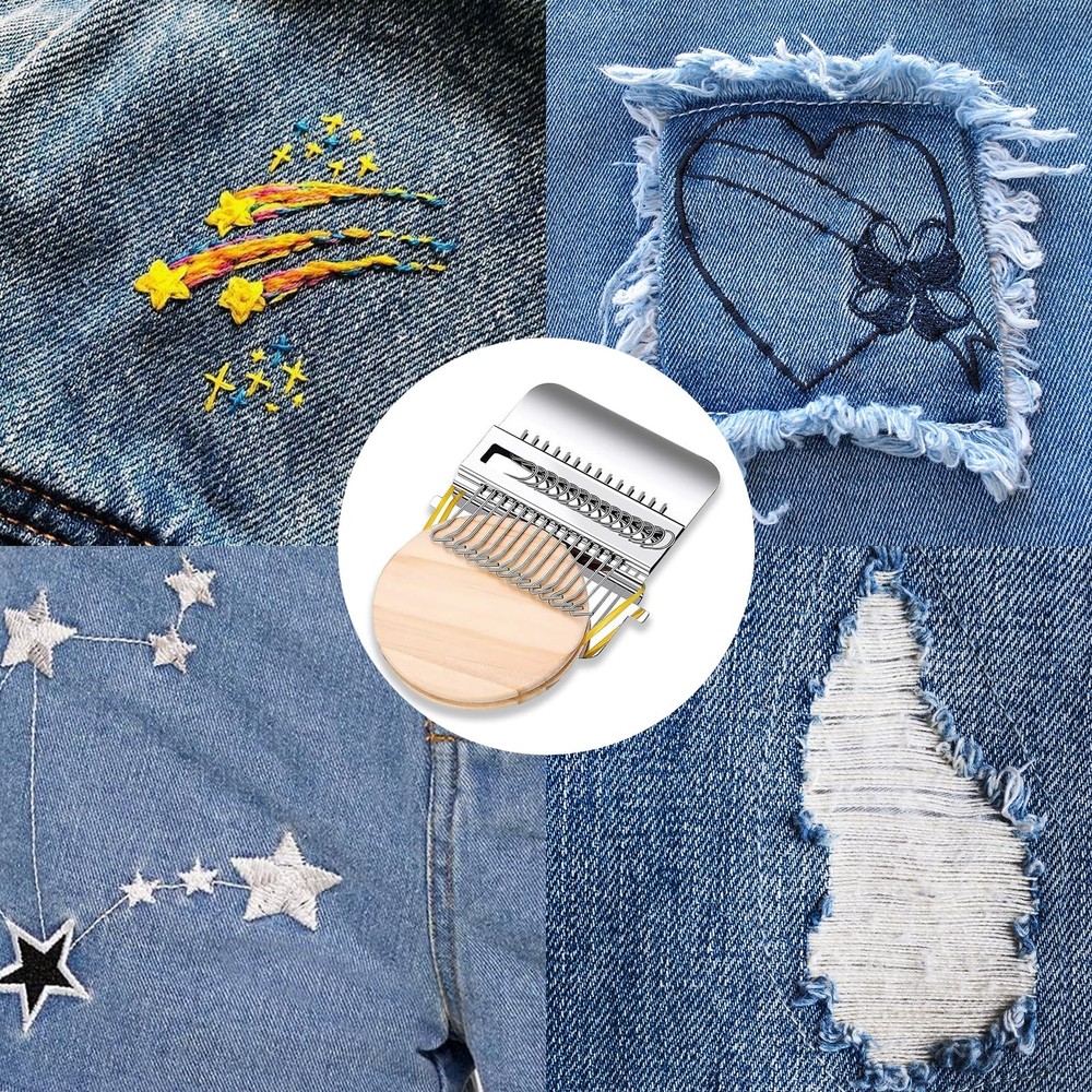 Knit Patch Kit PatchMaker 2.0 Mini Darning Loom 14 Hooks for Jeans Socks Repair