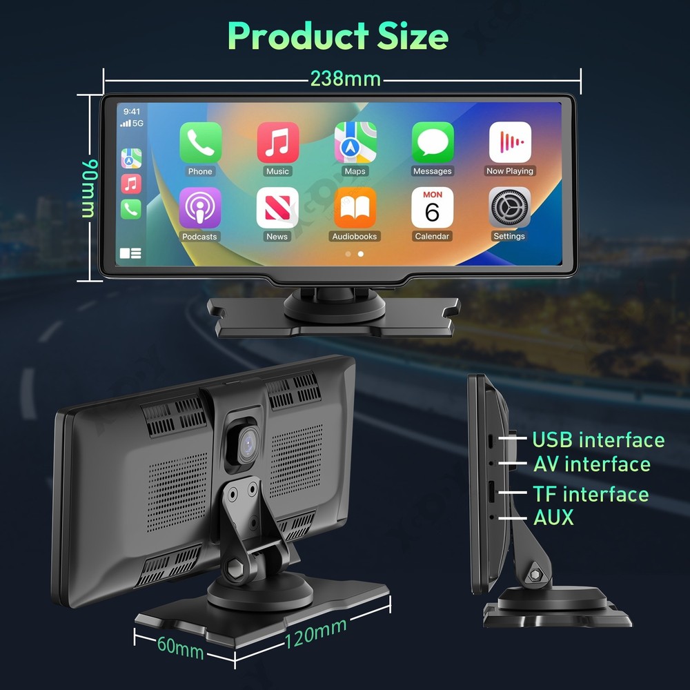4K Touch Screen Dash Cam Portable Car Camera Stereo Apple Carplay Android Auto