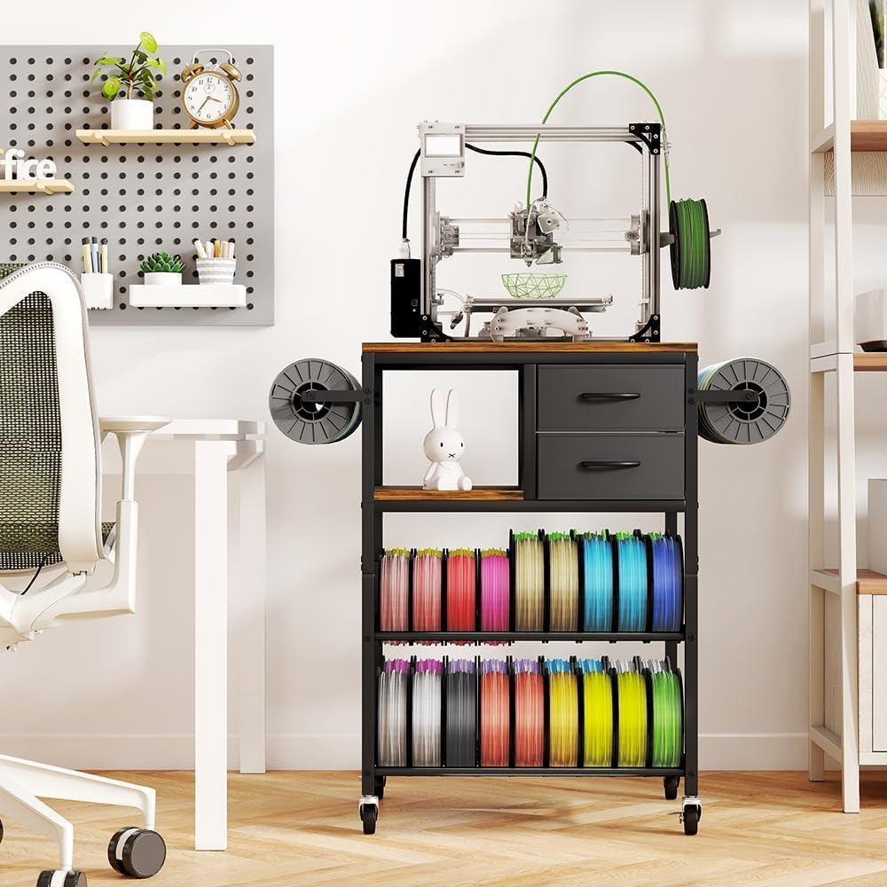 3D Printer Stand with Filaments Storage, Rolling 3D Printer Table Filament Stor