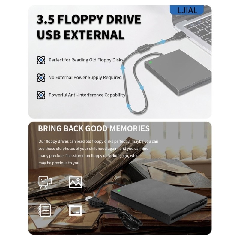 Plastic 3.5inch ExternaUSB Floppy Disk Drive For Archiving Old Documents