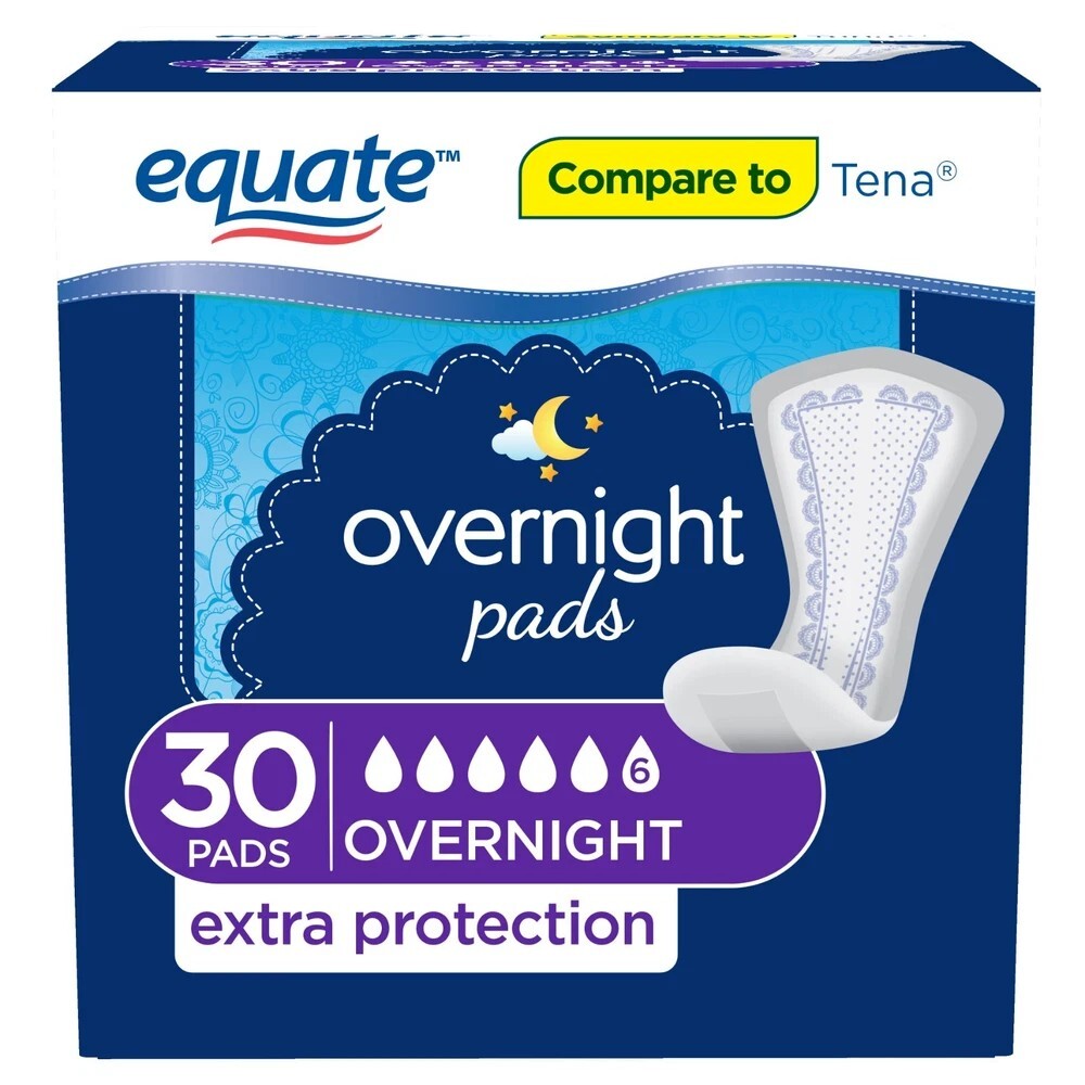 Equate Women's Overnight Ultimate-Extra Coverage Incontinence Pads