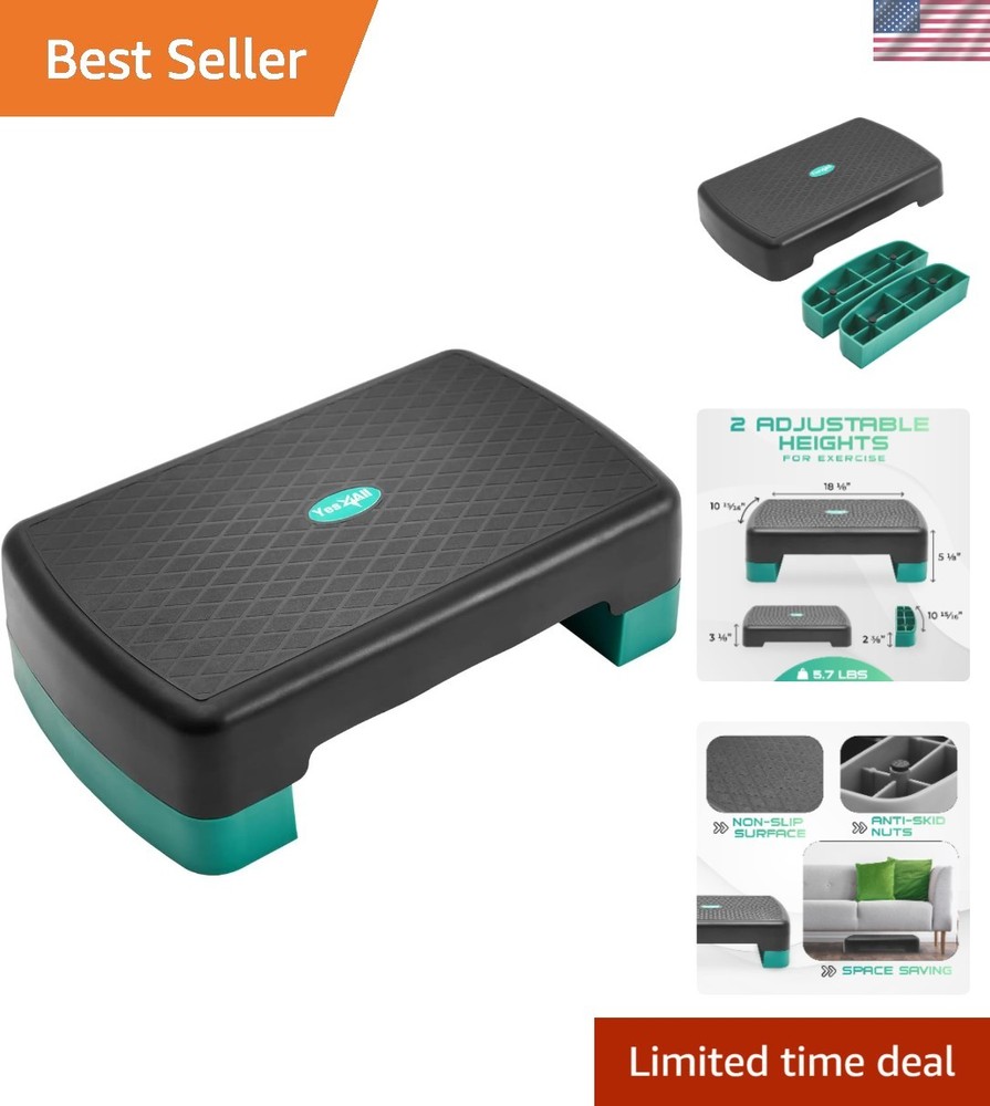 Adjustable 18.9" Aerobic Step Platform with 2 Risers for Ultimate Home Workouts